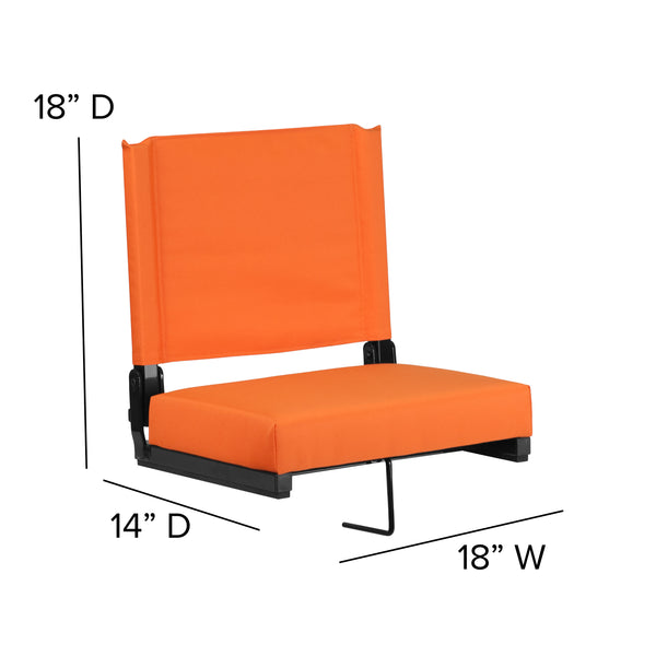 Orange |#| 500 lb. Rated Lightweight Stadium Chair-Handle-Padded Seat, Orange