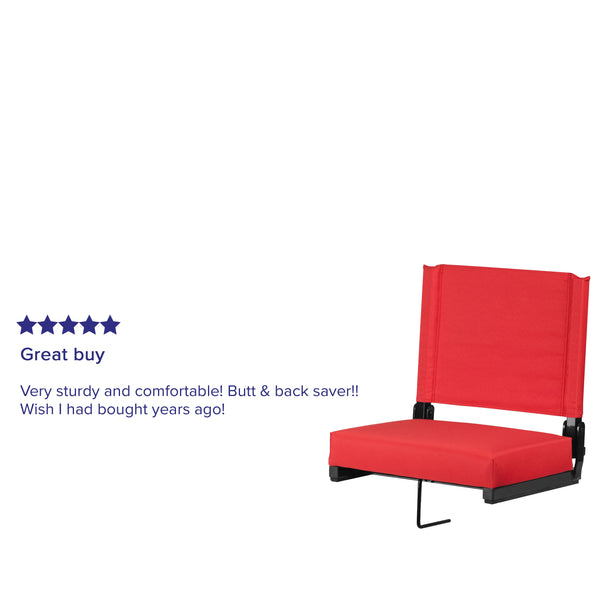 Red |#| 500 lb. Rated Lightweight Stadium Chair-Handle-Padded Seat, Red