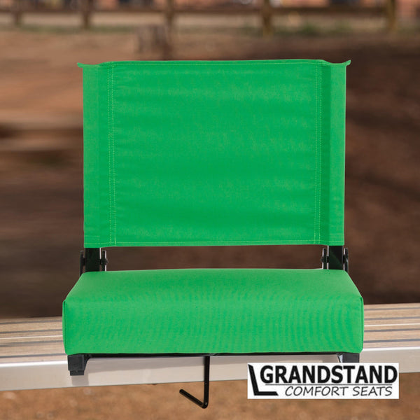 Bright Green |#| 500 lb. Rated Lightweight Stadium Chair-Handle-Padded Seat, Bright Green