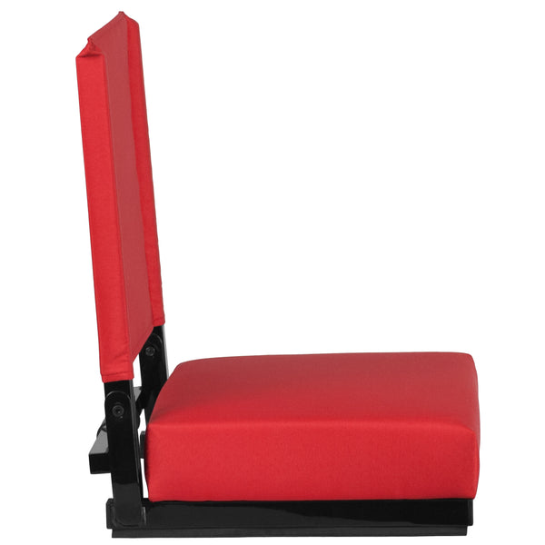 Red |#| 500 lb. Rated Lightweight Stadium Chair-Handle-Padded Seat, Red