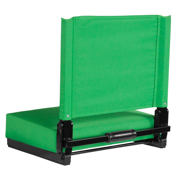 Bright Green |#| 500 lb. Rated Lightweight Stadium Chair-Handle-Padded Seat, Bright Green