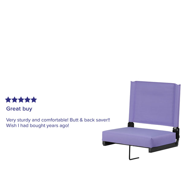 Purple |#| 500 lb. Rated Lightweight Stadium Chair-Handle-Padded Seat, Purple