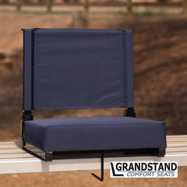 Navy |#| 500 lb. Rated Lightweight Stadium Chair-Handle-Padded Seat, Navy