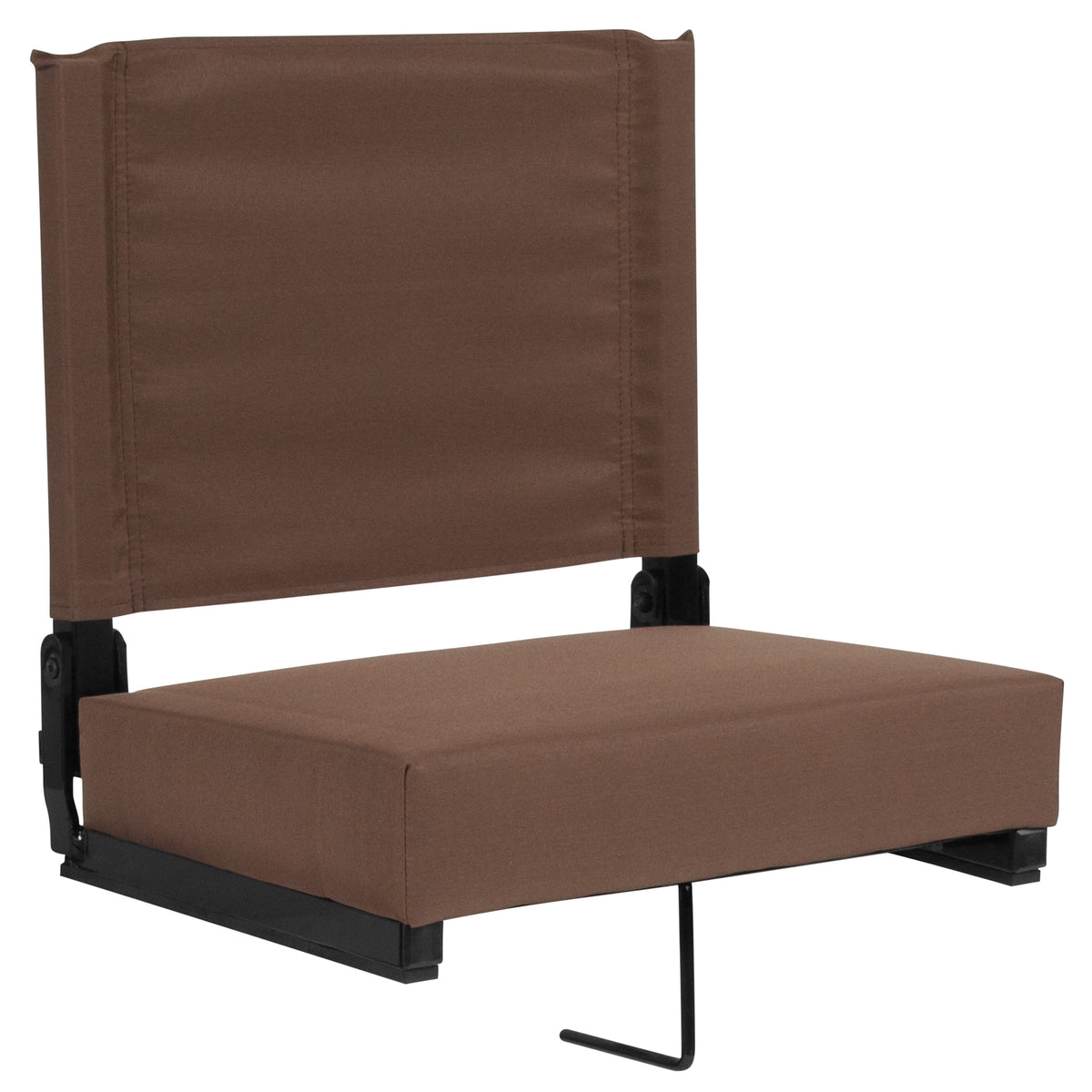 Brown |#| 500 lb. Rated Lightweight Stadium Chair-Handle-Padded Seat, Brown