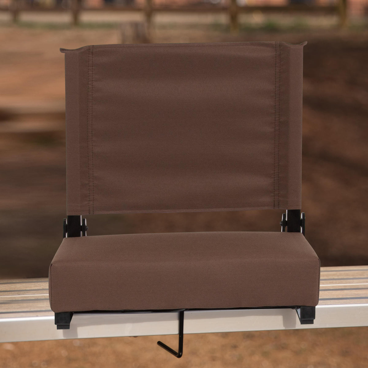 Brown |#| 500 lb. Rated Lightweight Stadium Chair-Handle-Padded Seat, Brown