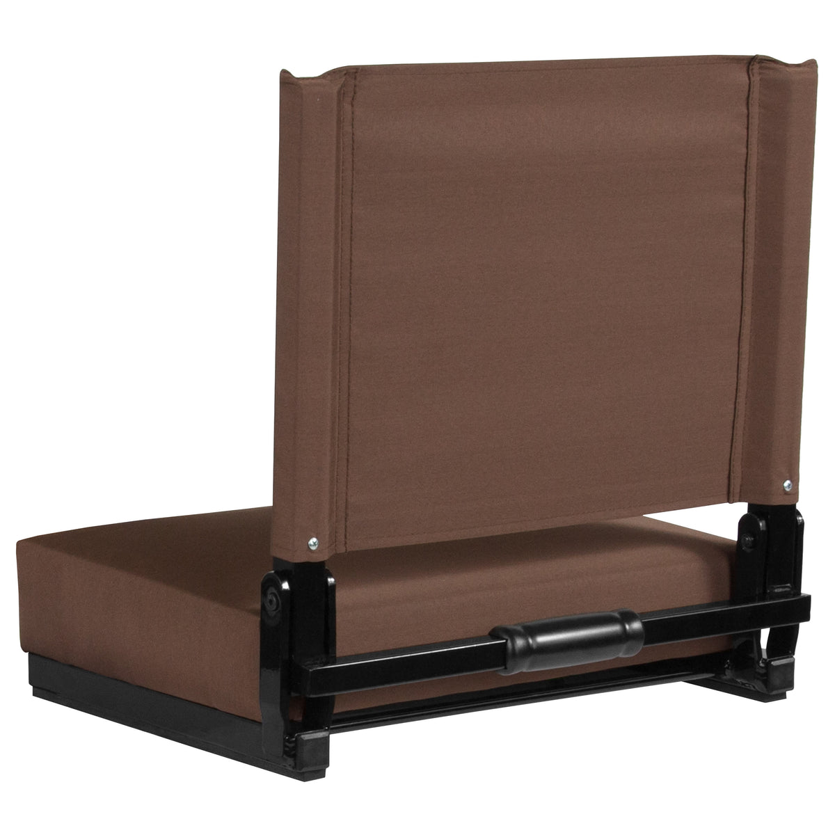 Brown |#| 500 lb. Rated Lightweight Stadium Chair-Handle-Padded Seat, Brown