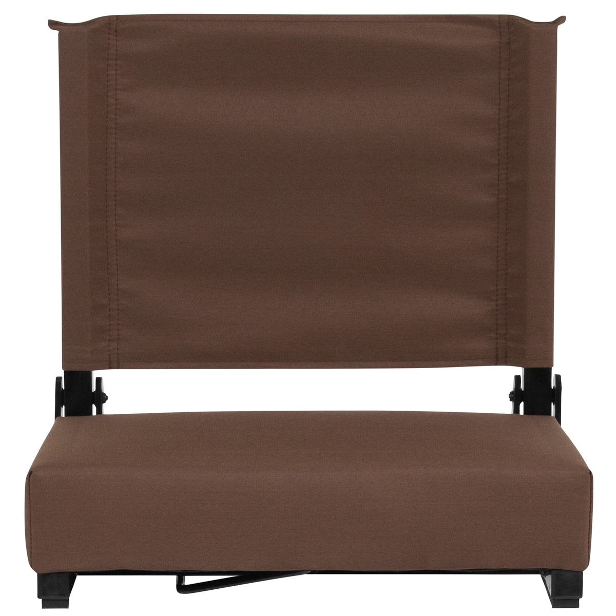 Brown |#| 500 lb. Rated Lightweight Stadium Chair-Handle-Padded Seat, Brown