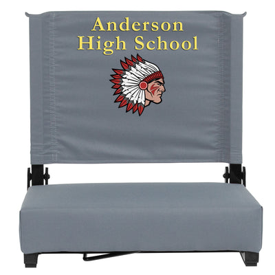 Personalized 500 lb. Rated Lightweight Stadium Chair-Handle-Padded Seat - View 1