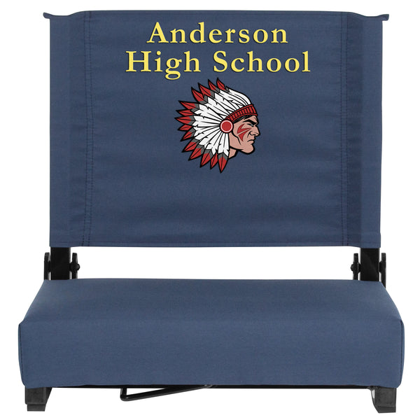 Hunter Green |#| Personalized 500 lb. Rated Stadium Chair-Handle-Padded Seat, Hunter Green