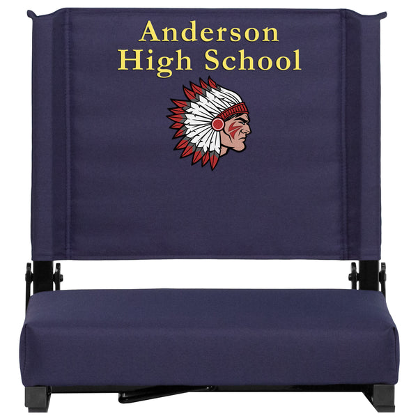 Maroon |#| Personalized 500 lb. Rated Stadium Chair-Handle-Padded Seat, Maroon