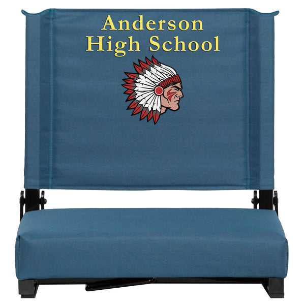 Blue |#| Personalized 500 lb. Rated Stadium Chair-Handle-Padded Seat, Blue