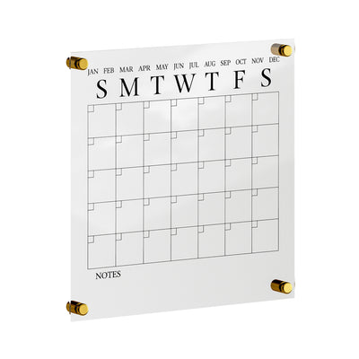 Grayson Acrylic Wall Calendar with Dry Erase Marker and Mounting Hardware, 14" Square, w/Black Print - View 1