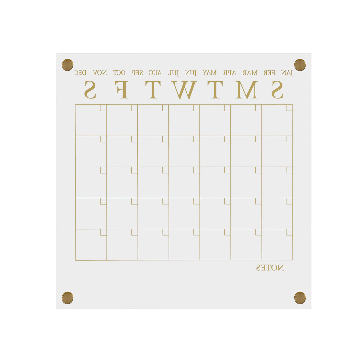 Clear/Gold |#| Premium Clear Acrylic Wall Calendar with Gold Printing and Dry Erase Marker