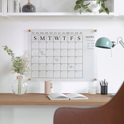 Grayson Acrylic Wall Calendar with Notes with Dry Erase Marker and Mounting Hardware, 24" x 18", w/Black Print - View 2