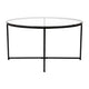Clear Top/Matte Black Frame |#| Clear Glass Living Room Coffee Table with Crisscross Matte Black Metal Frame