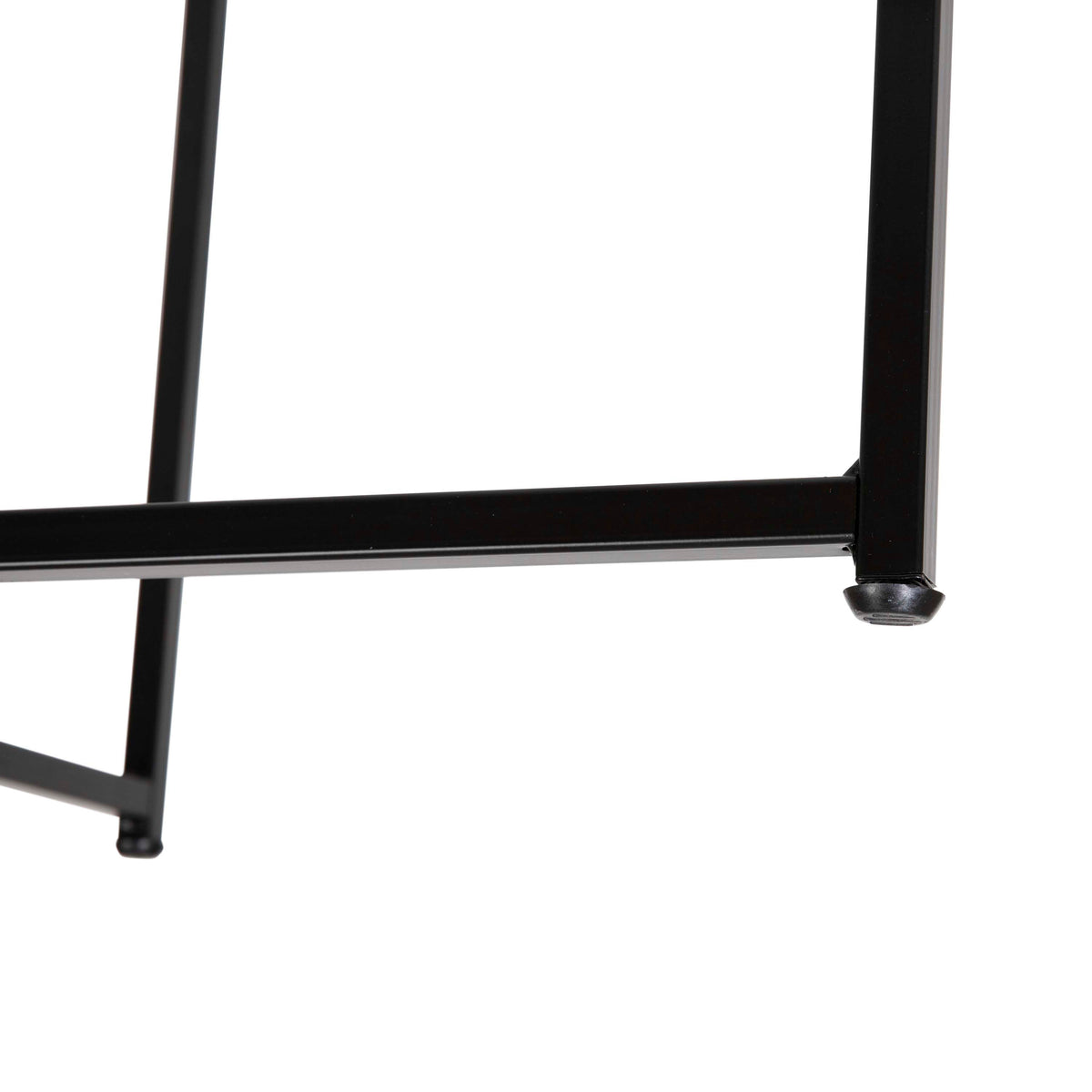 Clear Top/Matte Black Frame |#| Clear Glass Living Room Coffee Table with Crisscross Matte Black Metal Frame
