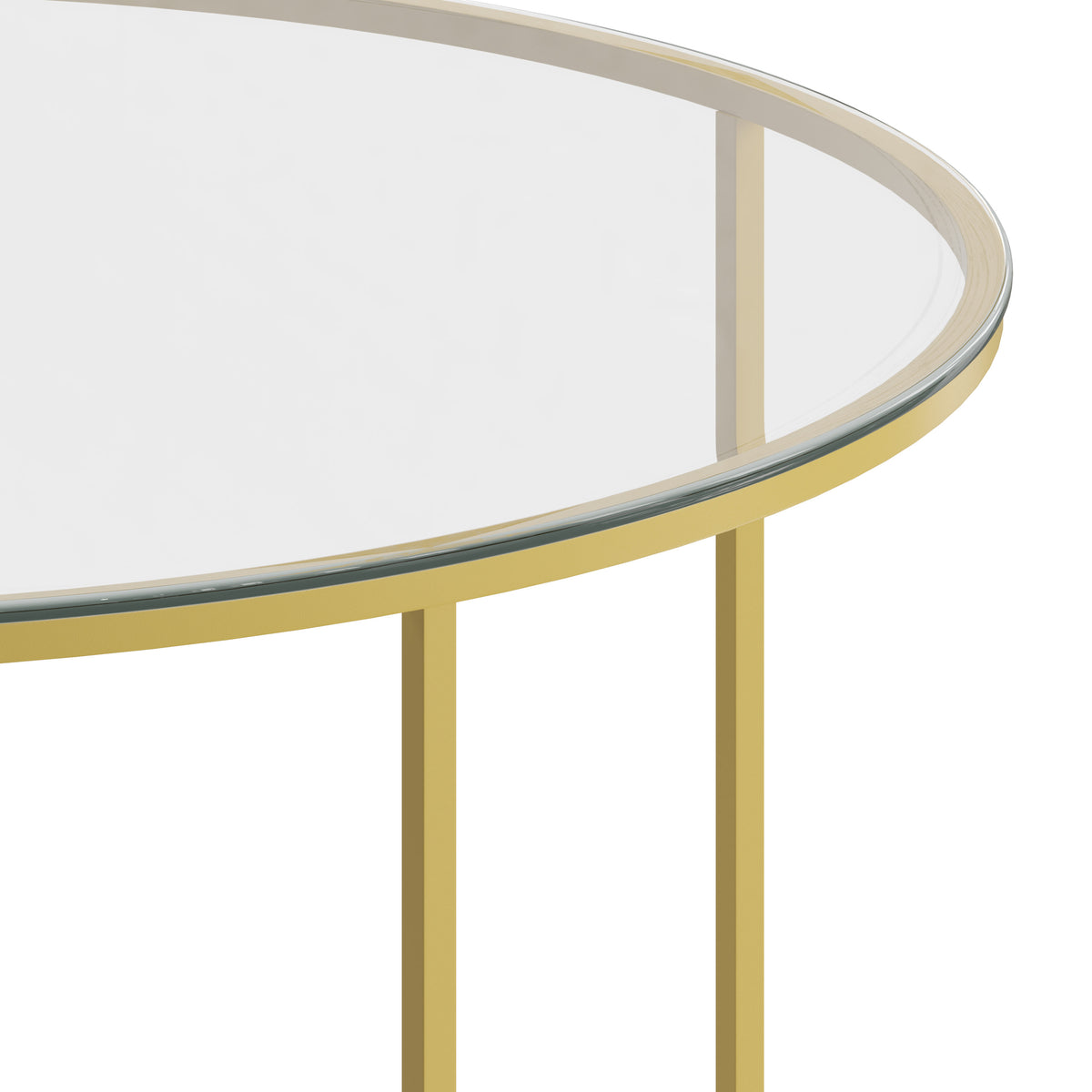 Clear Top/Brushed Gold Frame |#| Clear Glass Living Room Coffee Table with Crisscross Brushed Gold Metal Frame