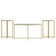 Clear Top/Brushed Gold Frame |#| Clear Glass Table Set with Brushed Gold X Metal Frame-Coffee Table-2 End Tables