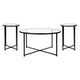 Clear Top/Matte Black Frame |#| Clear Glass Table Set with Matte Black X Metal Frame-Coffee Table-2 End Tables