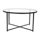 Clear Top/Matte Black Frame |#| Clear Glass Table Set with Matte Black X Metal Frame-Coffee Table-2 End Tables