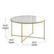 Clear Top/Brushed Gold Frame |#| Clear Glass Table Set with Brushed Gold X Metal Frame-Coffee Table-2 End Tables