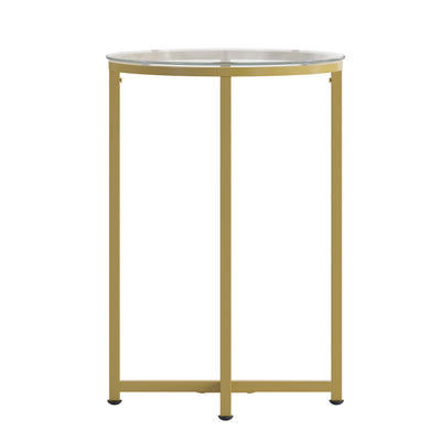 Greenwich Collection End Table - Modern Glass Accent Table with Crisscross Frame - View 1