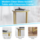 Clear Top/Brushed Gold Frame |#| Clear Glass Living Room End Table with Crisscross Brushed Gold Metal Frame