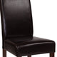 Brown LeatherSoft |#| Brown LeatherSoft Upholstered Parsons Chair w/Panel Stitching &Mahogany Legs