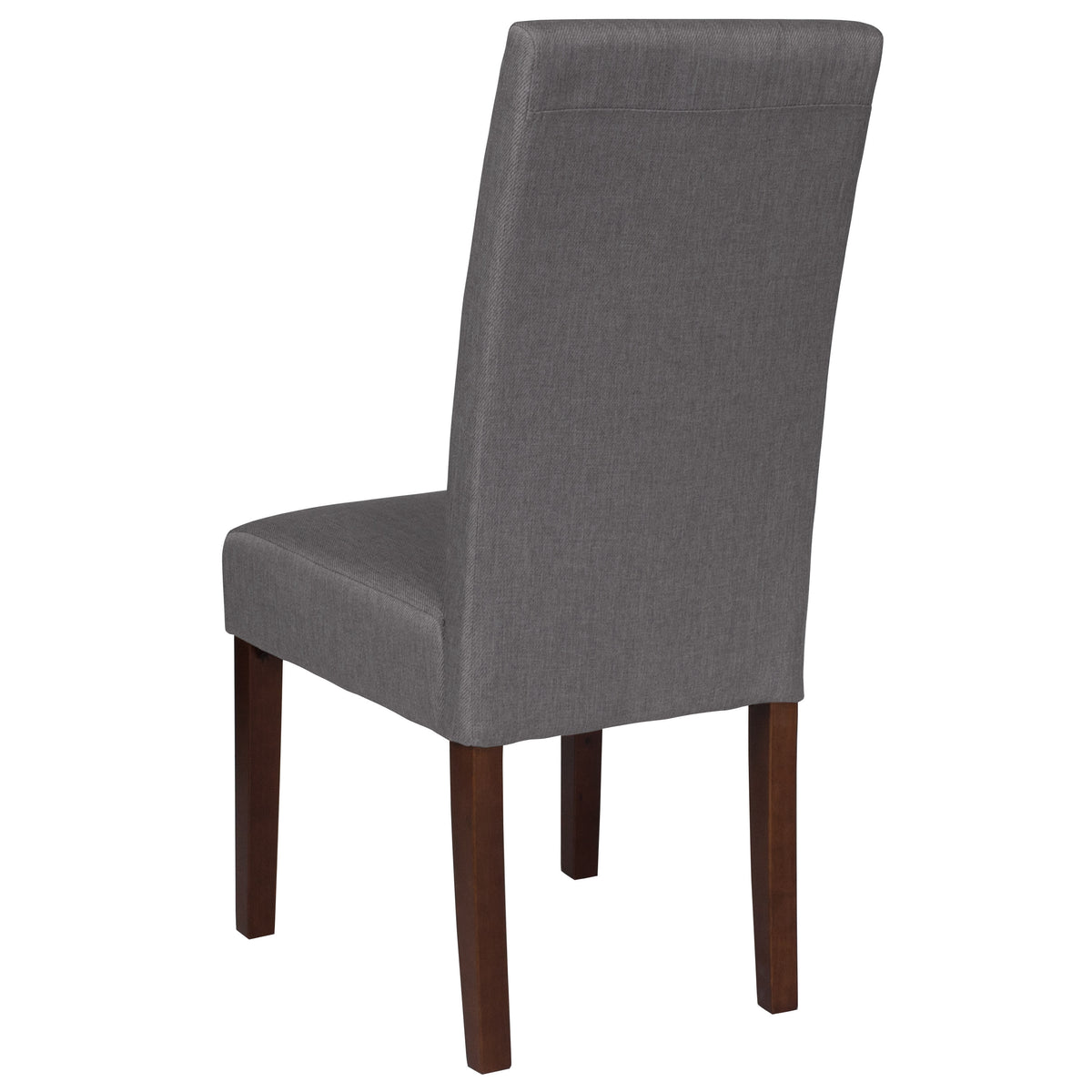 Light Gray Fabric |#| Lt Gray Fabric Upholstered Parsons Chair with Panel Stitching and Mahogany Legs