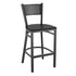 Black Wood Seat/Black Metal Frame |#| Black Grid Back Metal Restaurant Barstool with Black Wood Seat