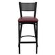 Burgundy Vinyl Seat/Black Metal Frame |#| Black Grid Back Metal Restaurant Barstool with Burgundy Vinyl Upholstered Seat