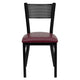 Burgundy Vinyl Seat/Black Metal Frame |#| Black Grid Back Metal Restaurant Chair with Burgundy Vinyl Upholstered Seat