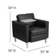 Black LeatherSoft |#| Black LeatherSoft Guest Chair with Tablet Arm, Tall Chrome Legs and Cup Holder