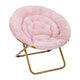 Blush Faux Fur/Soft Gold Frame |#| Folding XL Faux Fur Saucer Chair for Dorm or Bedroom - Dusty Aqua/Soft Gold