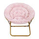 Blush Faux Fur/Soft Gold Frame |#| Folding XL Faux Fur Saucer Chair for Dorm or Bedroom - Dusty Aqua/Soft Gold