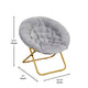 Gray Faux Fur/Soft Gold Frame |#| Folding XL Faux Fur Saucer Chair for Dorm or Bedroom - Dusty Aqua/Soft Gold