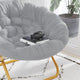 Gray Faux Fur/Soft Gold Frame |#| Folding XL Faux Fur Saucer Chair for Dorm or Bedroom - Dusty Aqua/Soft Gold