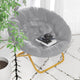 Gray Faux Fur/Soft Gold Frame |#| Folding XL Faux Fur Saucer Chair for Dorm or Bedroom - Dusty Aqua/Soft Gold