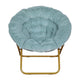 Dusty Aqua Faux Fur/Soft Gold Frame |#| Folding XL Faux Fur Saucer Chair for Dorm or Bedroom - Dusty Aqua/Soft Gold