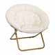 Ivory Sherpa/Soft Gold Frame |#| Folding XL Faux Fur Saucer Chair for Dorm or Bedroom - Dusty Aqua/Soft Gold