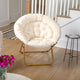 Ivory Sherpa/Soft Gold Frame |#| Folding XL Faux Fur Saucer Chair for Dorm or Bedroom - Dusty Aqua/Soft Gold