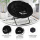 Black Faux Fur/Black Frame |#| Folding XL Faux Fur Saucer Chair for Dorm or Bedroom - Dusty Aqua/Soft Gold