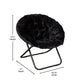 Black Faux Fur/Black Frame |#| Folding XL Faux Fur Saucer Chair for Dorm or Bedroom - Dusty Aqua/Soft Gold