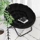 Black Faux Fur/Black Frame |#| Folding XL Faux Fur Saucer Chair for Dorm or Bedroom - Dusty Aqua/Soft Gold