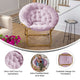 Dusty Purple Fabric/ Soft Gold Frame |#| Folding XL Faux Fur Saucer Chair for Dorm or Bedroom - Dusty Purple/Soft Gold