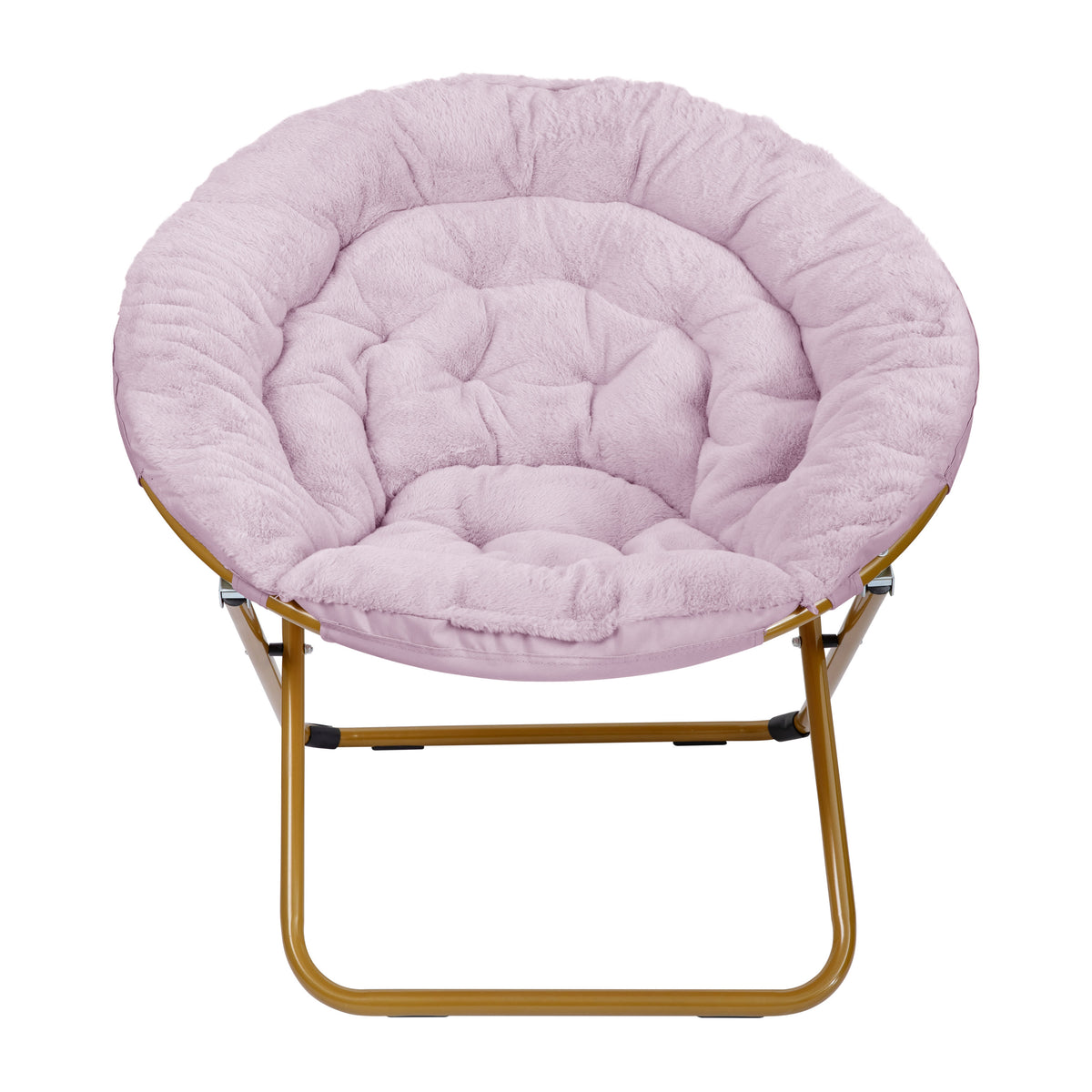 Dusty Purple Fabric/ Soft Gold Frame |#| Folding XL Faux Fur Saucer Chair for Dorm or Bedroom - Dusty Purple/Soft Gold