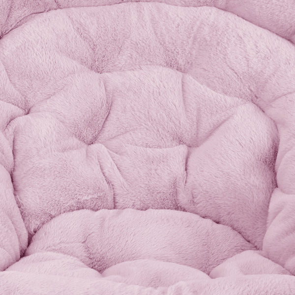 Blush Faux Fur/Soft Gold Frame |#| Folding XL Faux Fur Saucer Chair for Dorm or Bedroom - Blush/Soft Gold