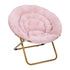 Blush Faux Fur/Soft Gold Frame |#| Folding XL Faux Fur Saucer Chair for Dorm or Bedroom - Blush/Soft Gold