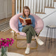 Blush Faux Fur/Soft Gold Frame |#| Folding XL Faux Fur Saucer Chair for Dorm or Bedroom - Blush/Soft Gold
