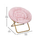 Blush Faux Fur/Soft Gold Frame |#| Folding XL Faux Fur Saucer Chair for Dorm or Bedroom - Blush/Soft Gold